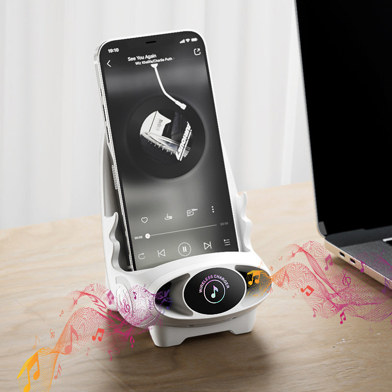 Wireless Phone Charging Stand 15W Qi Fast Charger Desktop Holder with Sound Amplifier for iPhone Android Horizontal Vertical Mount | Thomler