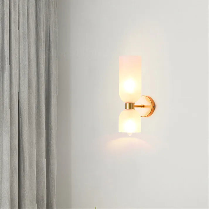 Wall Lamp Glass Double Shade 42.0 cm White Hallway Bedroom Ambient Lighting Decorative Sconce Modern Interior Accent Light | Thomler