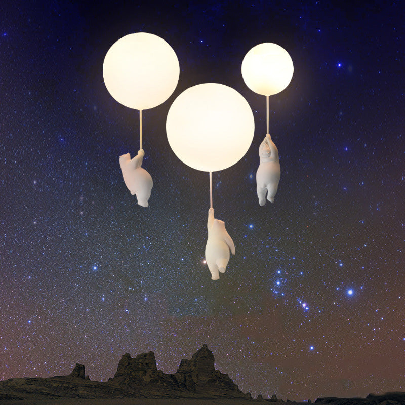 Ceiling Lamp Metal Acrylic 5W White Kids Bedroom Bear Balloon Flush Mount Nursery Light | Thomler