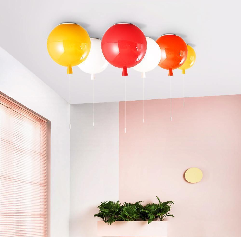 Ceiling Lamp Plastic Balloon 35.0 cm Yellow Childrens Room Pull Cord Hanging Light Playroom Nursery E27 Fixture | Thomler