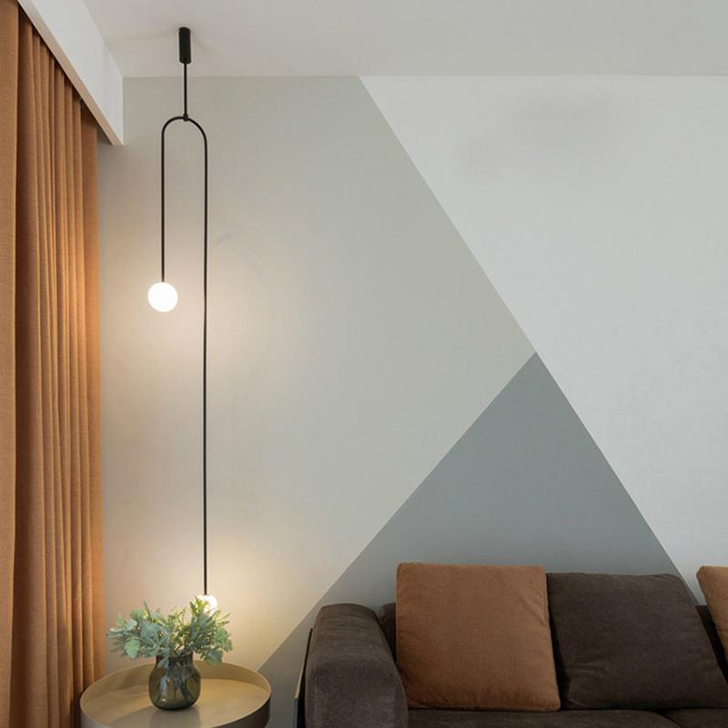 Mobile Chandelier 55.1 in L x 33.5 in H Patinated Brass Black Modern Living Room Ceiling Light Minimalist Glass Diffuser Fixture | Thomler