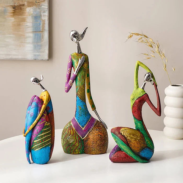Colorful Abstract Woman Sculpture - Handcrafted Resin Art Figurine for Home Decor, Modern Statement Piece for Living Room, Bedroom, Office | Thomler