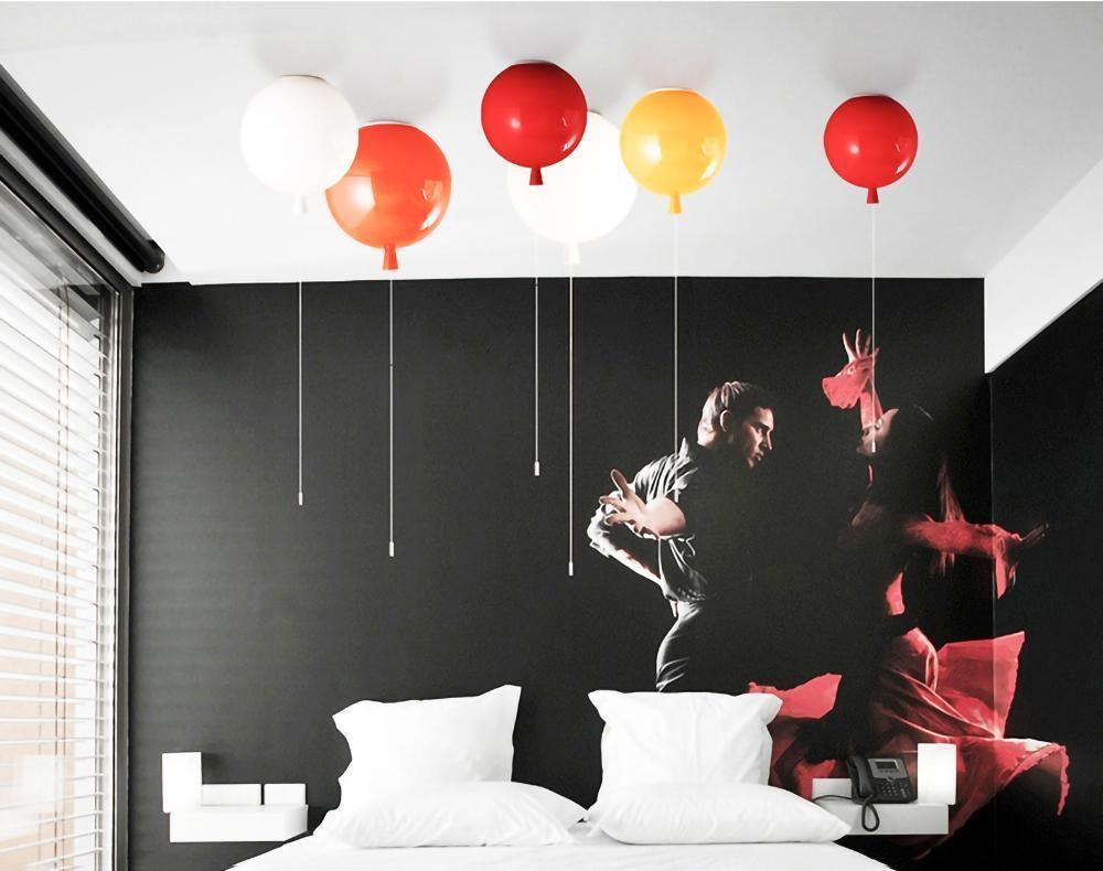 Ceiling Lamp Plastic Balloon 35.0 cm Yellow Childrens Room Pull Cord Hanging Light Playroom Nursery E27 Fixture | Thomler