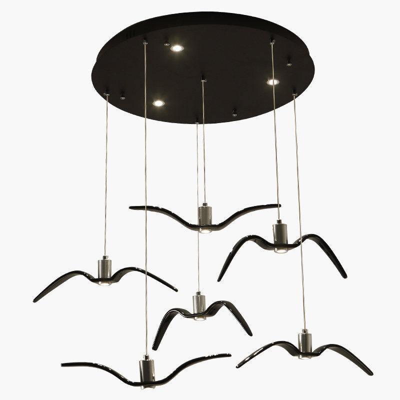 Pendant Light Resin LED 40.0 cm Black Dining Room Bird Ceiling Hanging Lamp Adjustable Cable Modern Scandinavian | Thomler