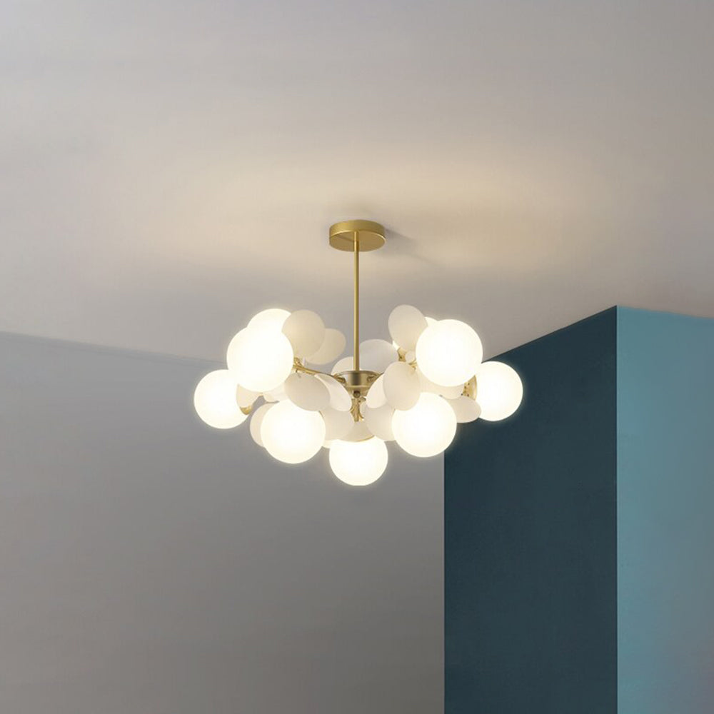 Glass Blossom Branch Ceiling Fixture with Adjustable LED Bulbs for Dining Room & Bedroom Lighting – Hardwired Modern Floral Chandelier | Thomler