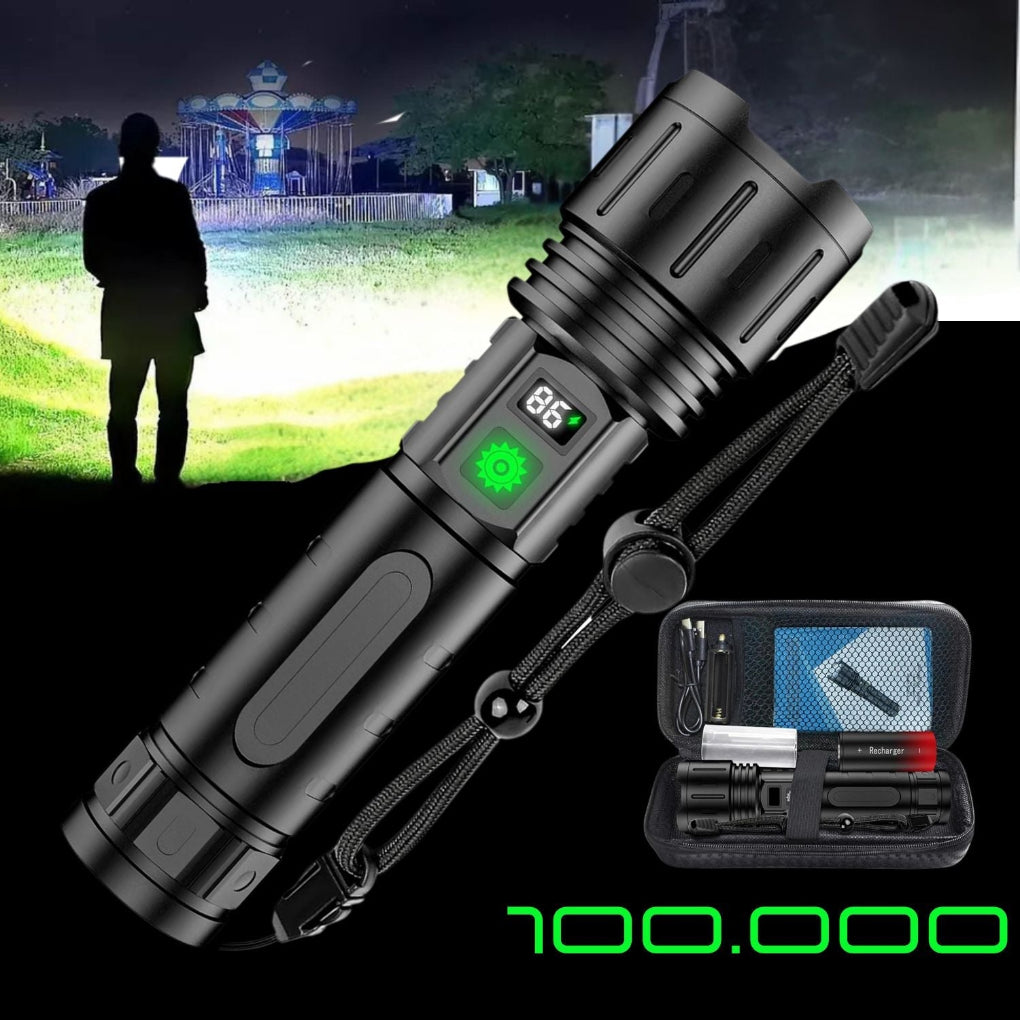 High-Lumen Rechargeable Tactical Flashlight with 5 Modes & 1640 ft Beam for Camping, Hunting & Emergency Use | Thomler