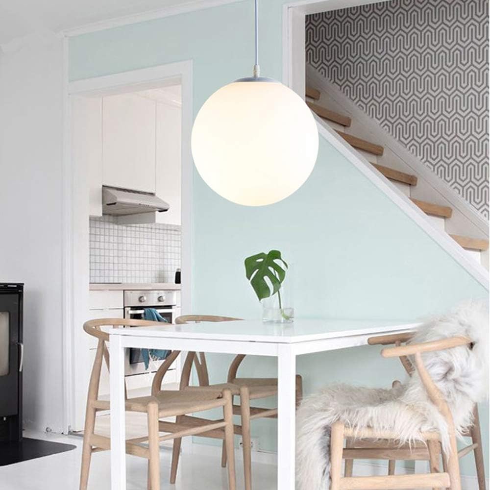 Pendant Light Glass Sphere 25.0 cm White Dining Kitchen Living Room Hanging Lamp | Thomler