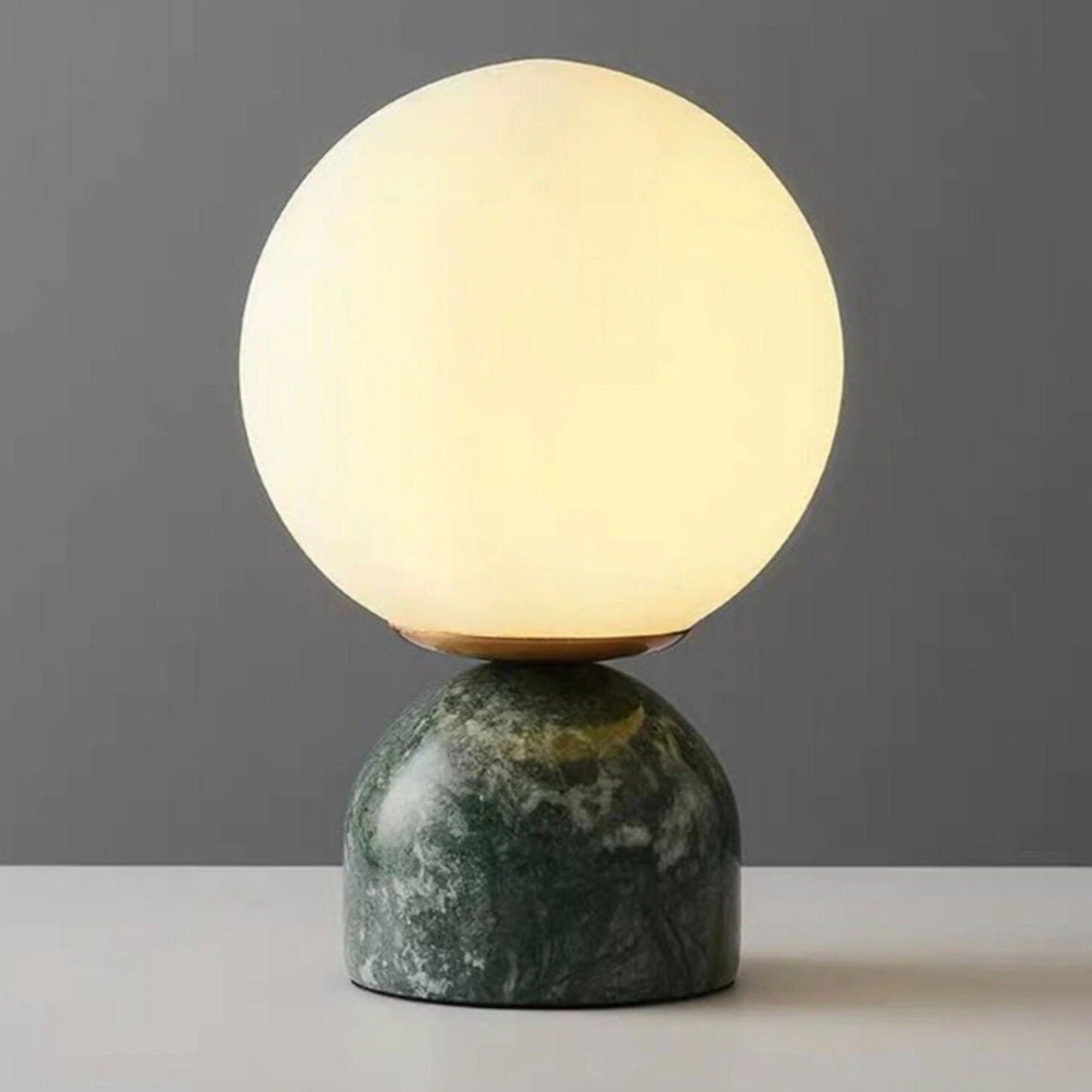 Marble Table Lamp 9.1 in (23.0 cm) Glass Globe Indoor Ambient Lighting Minimalist Modern Desk Light | Thomler