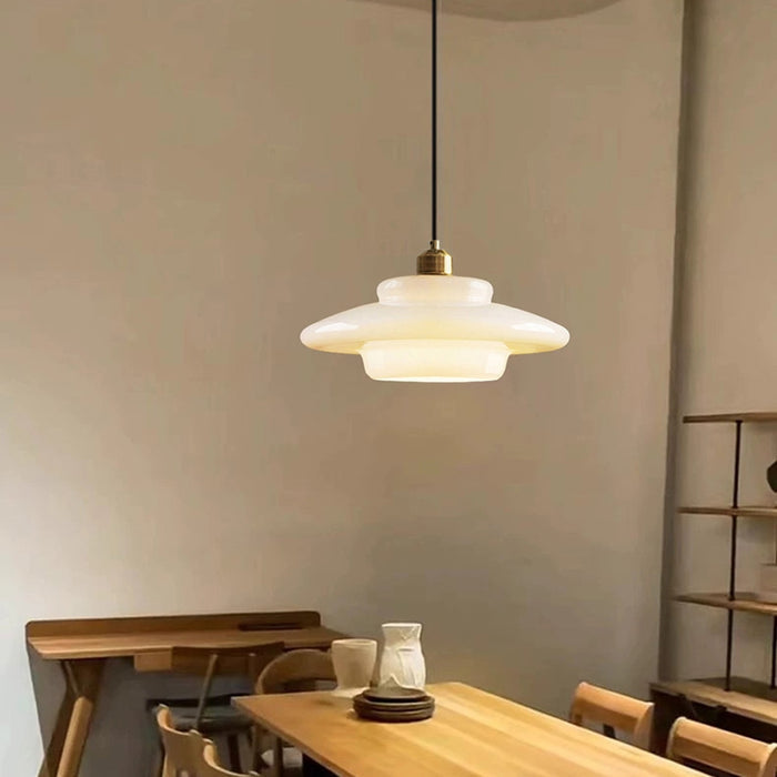 Pendant Light Frosted Glass 30.0 cm White Dining Room Art Deco Hanging Ceiling Lamp Adjustable Brass Detail | Thomler