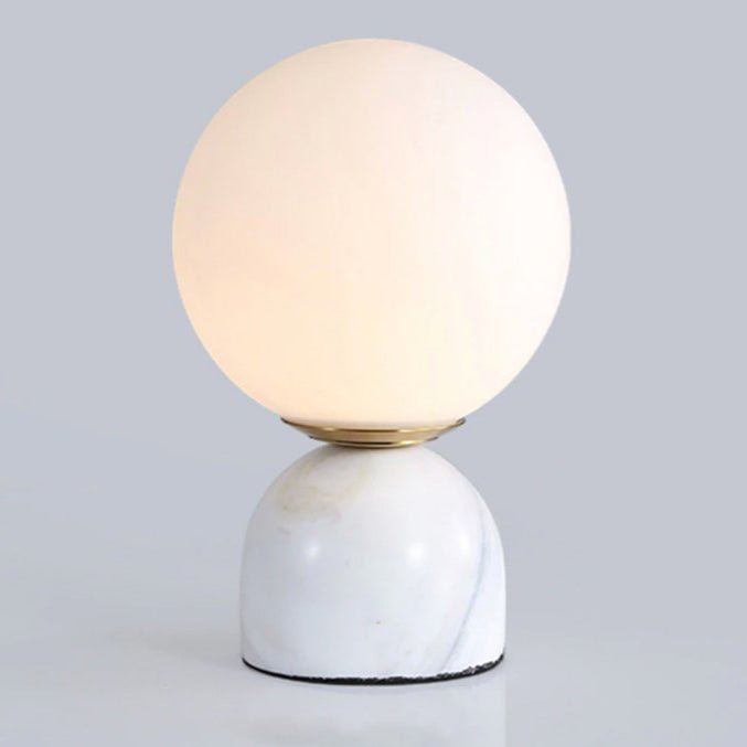 Marble Table Lamp 9.1 in (23.0 cm) Glass Globe Indoor Ambient Lighting Minimalist Modern Desk Light | Thomler