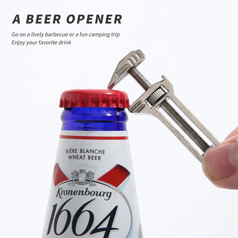 Compact Adjustable Wrench with Bottle Opener & Measurement Tool for Everyday Repairs, Home DIY, Camping & Outdoor Use – Zinc Aluminum | Thomler