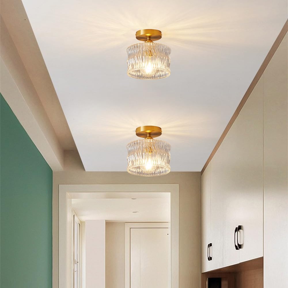 Ceiling Lamp Glass 25.0 cm Gold Indoor Hallway Bedroom Living Room Lighting Fixture Decorative Modern Ceiling Light | Thomler