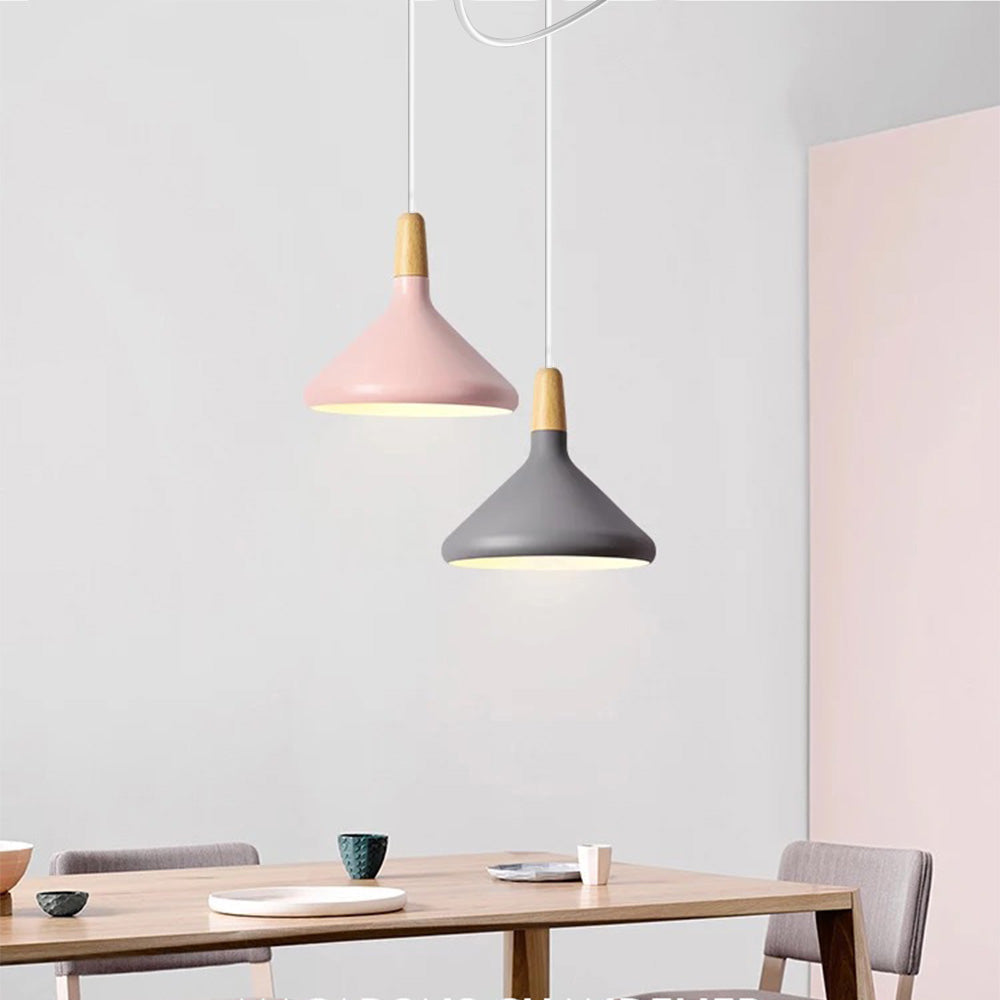 Pendant Light Aluminium Wood E27 White Dining Room Kitchen Island Scandinavian Ceiling Lighting | Thomler
