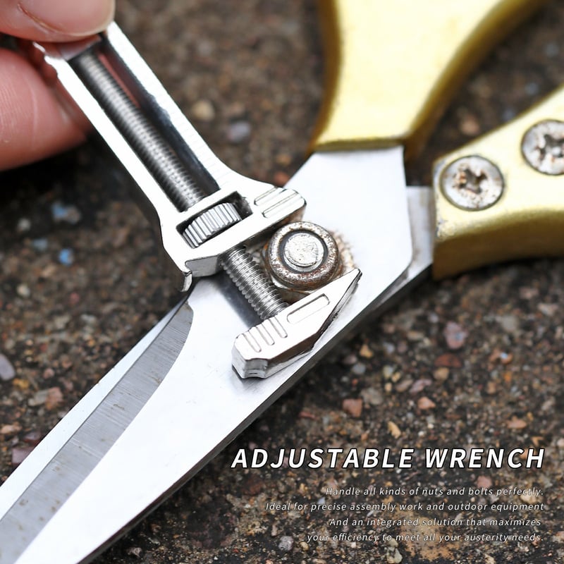 Compact Adjustable Wrench with Bottle Opener & Measurement Tool for Everyday Repairs, Home DIY, Camping & Outdoor Use – Zinc Aluminum | Thomler