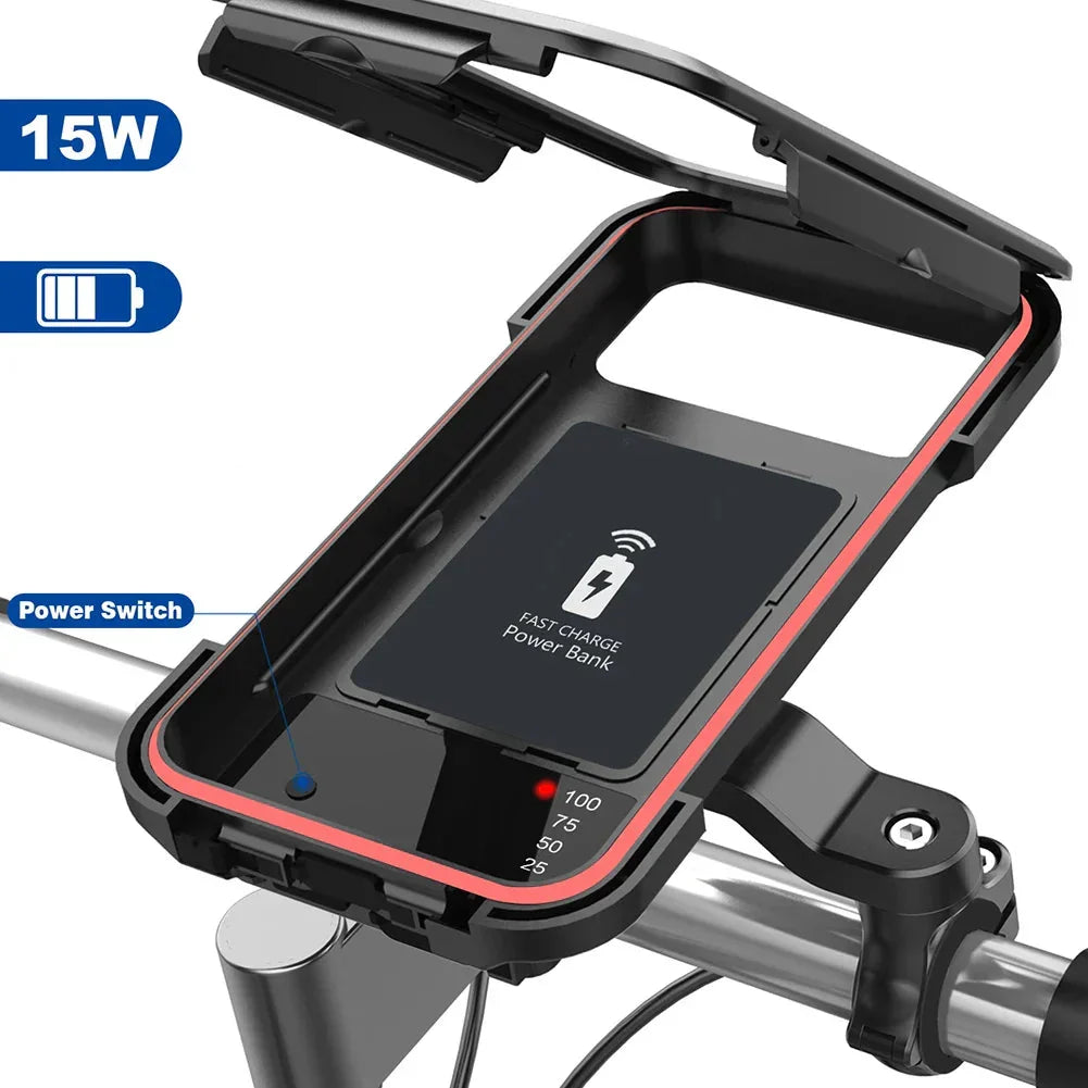 Waterproof Bike Phone Mount with 5000mAh Power Bank USB Charging Handlebar Holder for Smartphones 4.5-6.8 Inches Touch Screen Compatible Mot | Thomler