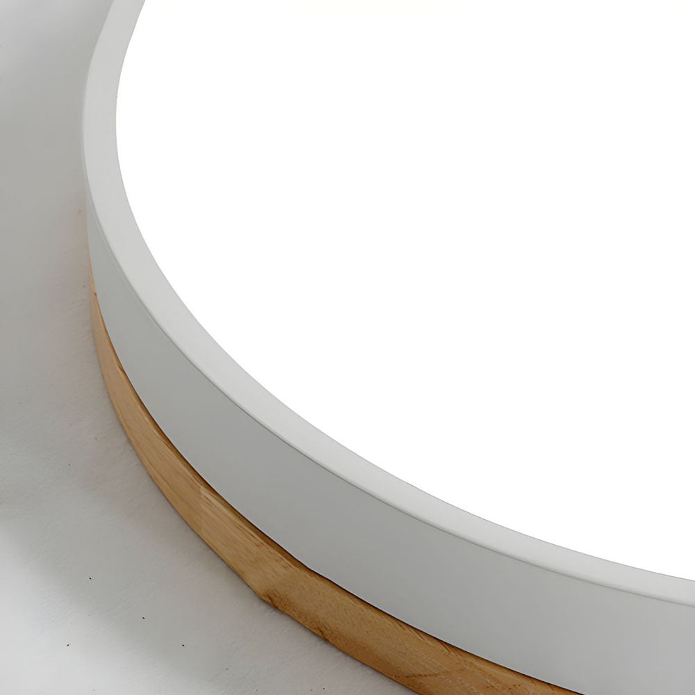 Round Wood Flush Mount LED Ceiling Light 3-Color Dimmable Scandinavian Style for Living Room Bedroom Kitchen | Thomler