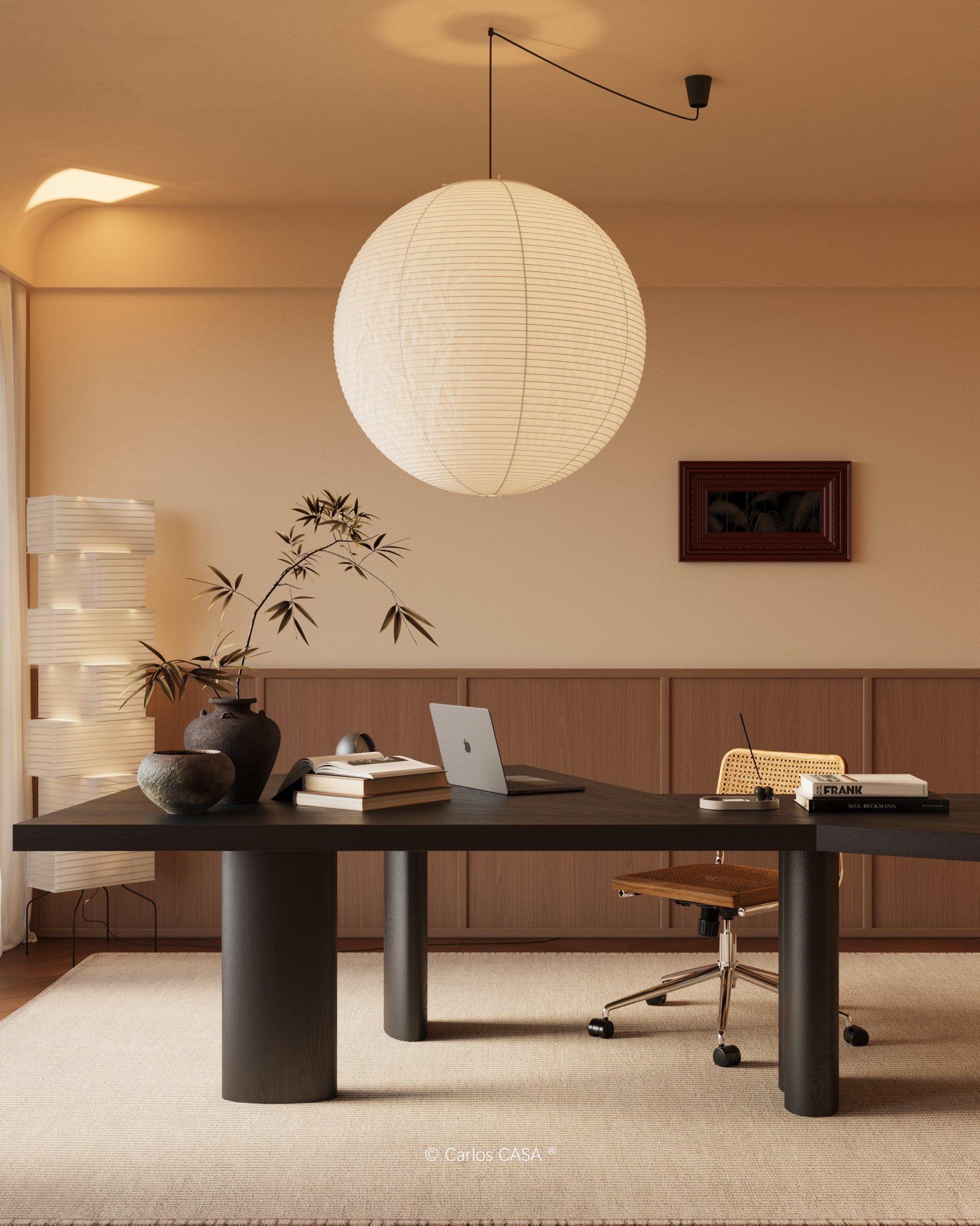 Pendant Lamp Mulberry Paper 15.7 in Adjustable Indoor Ceiling Lighting Modern Dining Room Kitchen Island Hanging Light | Thomler
