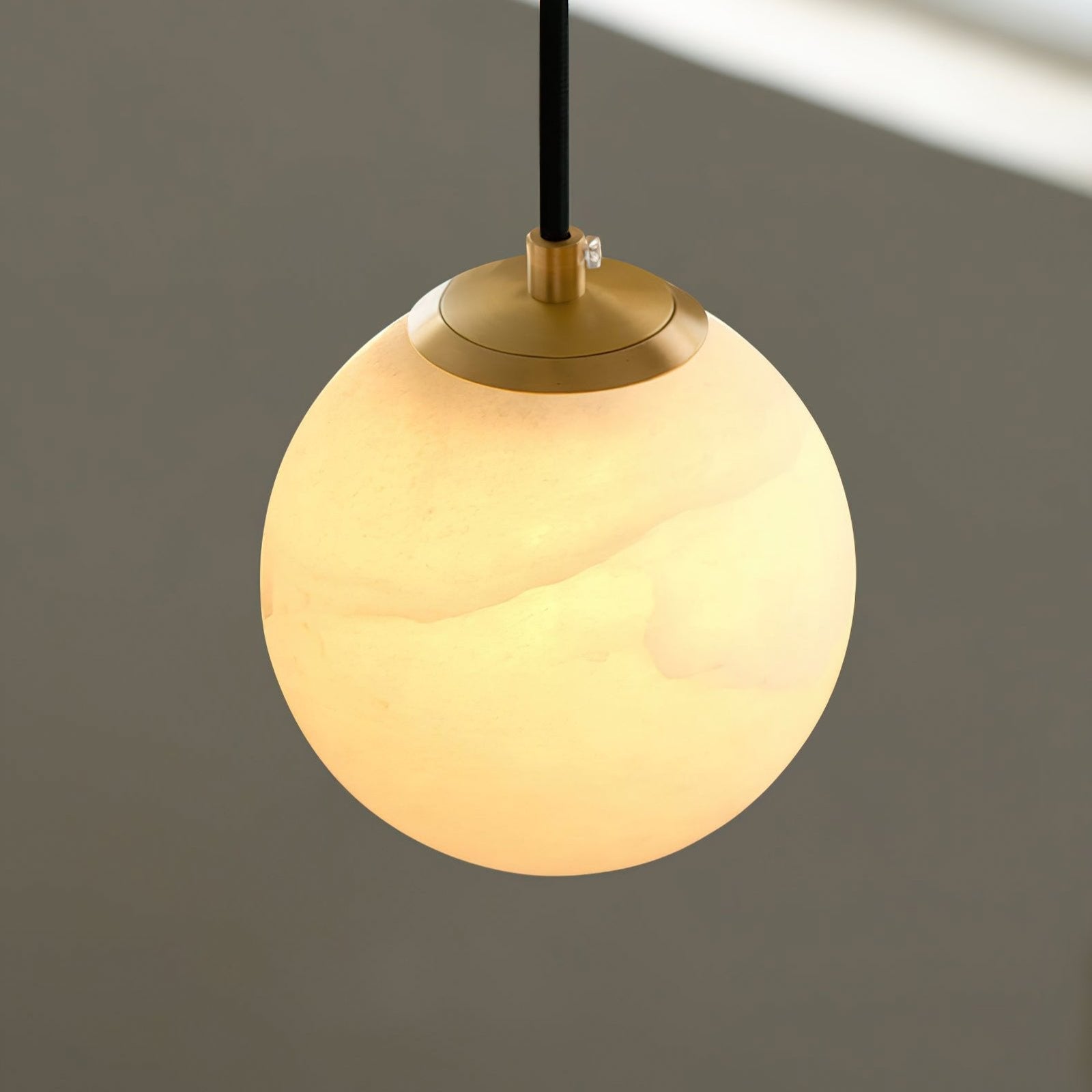 Pendant Light Alabaster Globe 3.9–5.9 in Adjustable Bedroom Dining Hanging Ceiling Lamp Modern Minimalist Stone Fixture | Thomler