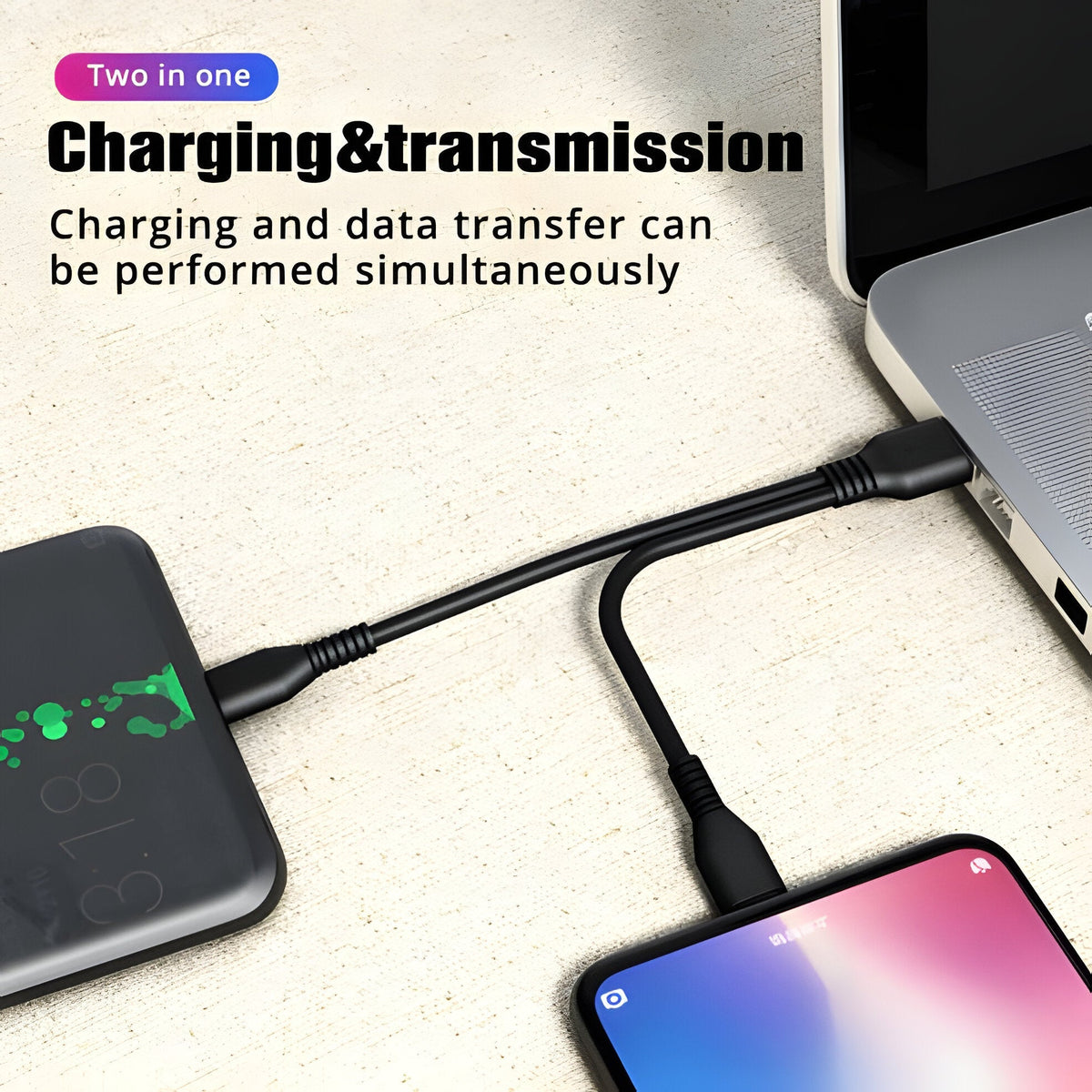 Dual-Connector Fast Charge Cable with Multiple Port Options for Phones & Tablets | Thomler