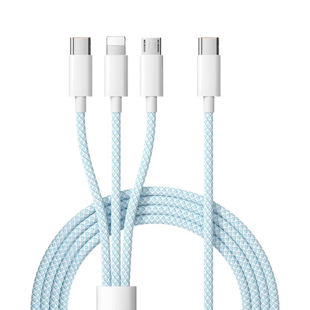 Multi-Device Fast Charging Cable USB-C to Lightning Micro-USB for iPhone Samsung Google Pixel Android Quick Power Adapter Cord 100W Data | Thomler