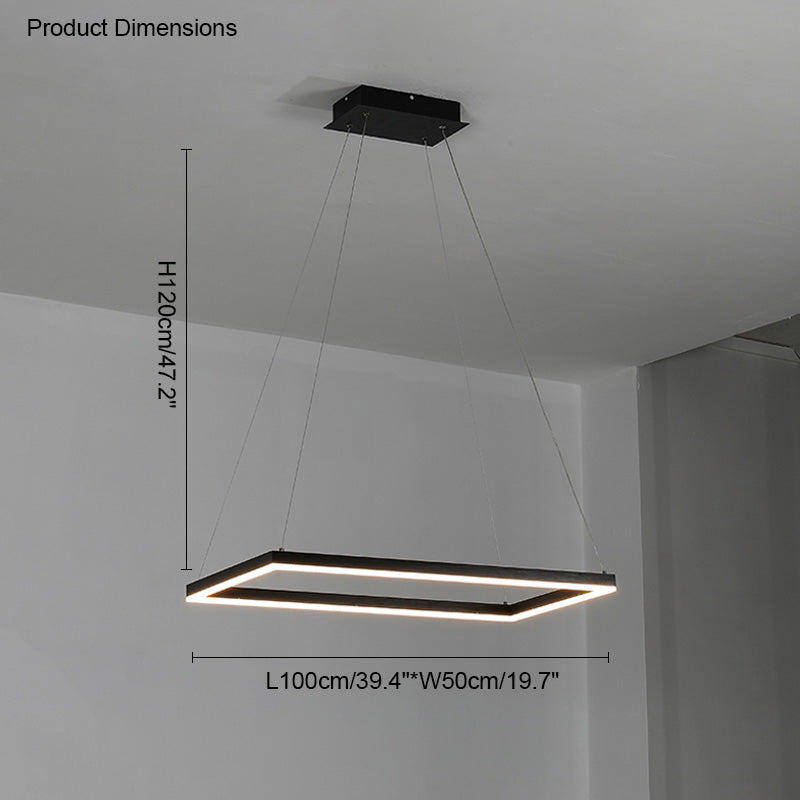 Chandelier Metal Integrated LED 47 in Adjustable Black Living Room Dining Room Pendant Light | Thomler