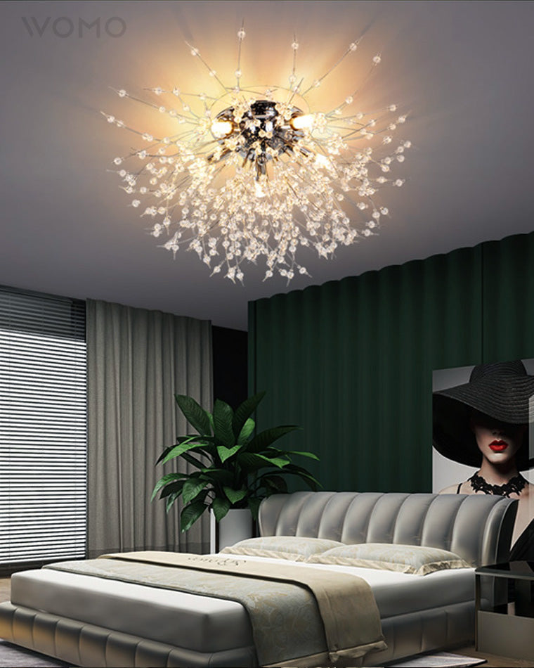 Ceiling Light Metal Crystal 15.7 in Flush Mount Bedroom Hallway Dandelion Design Decorative Lighting | Thomler