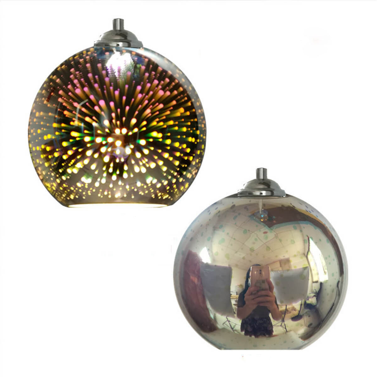 Starburst Hanging Light with Iridescent Glass Shade - E26 Single-Bulb Ceiling Fixture for Dining Rooms, Kitchens & Bars | Thomler