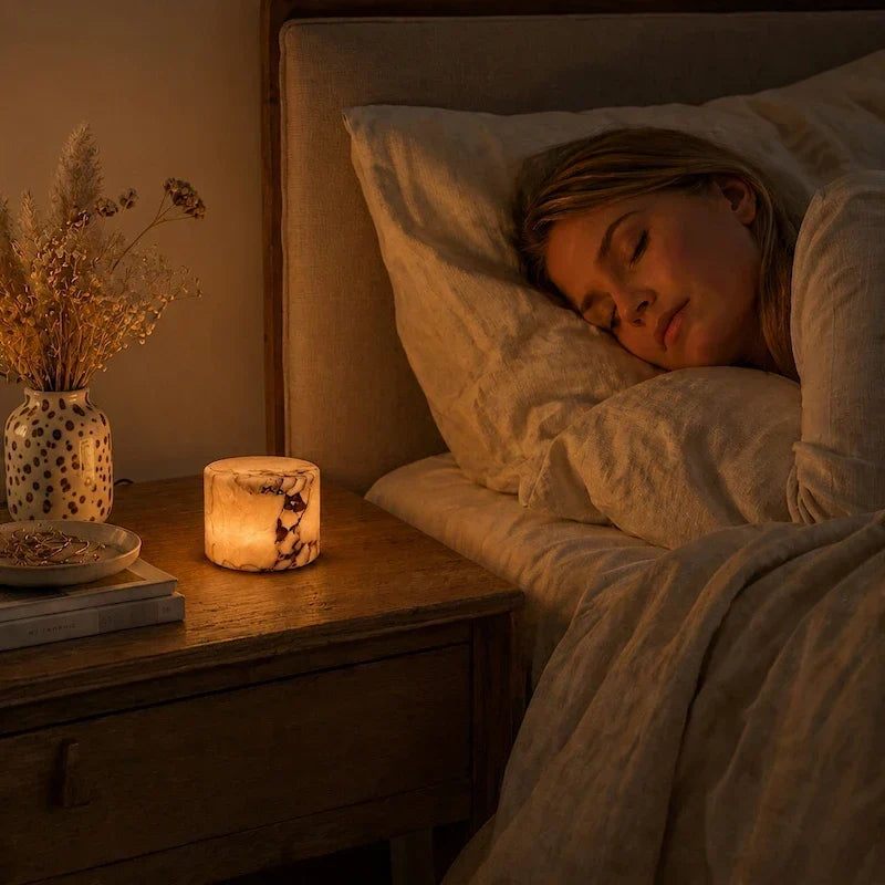 Rechargeable Touch-Dimming Stone Accent Lamp with Natural Veining for Bedside & Desk | Thomler