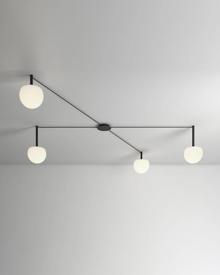 Ceiling Lamp Metal Glass Adjustable 120.0 cm White Living Room Bedroom Frosted Globe Pendant Lighting Modern Scandinavian Fixture | Thomler