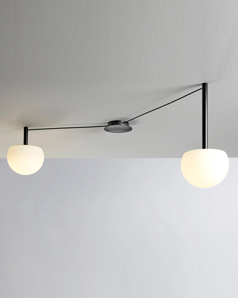 Ceiling Lamp Metal Glass Adjustable 120.0 cm White Living Room Bedroom Frosted Globe Pendant Lighting Modern Scandinavian Fixture | Thomler