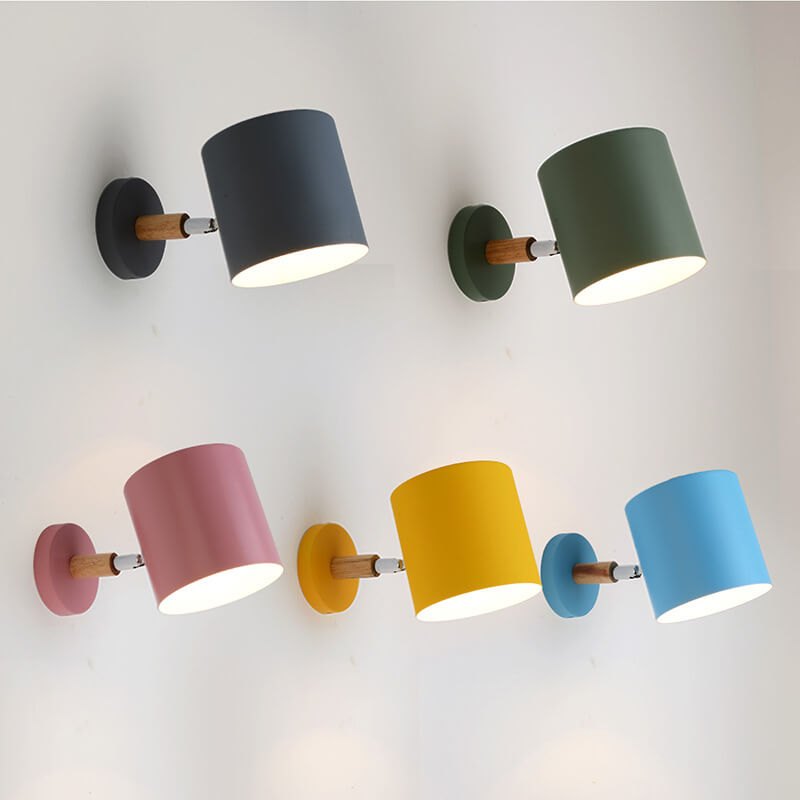 Wall Lamp Metal Wood E27 13.0 cm Pink Bedroom Bedside Reading Scandinavian Adjustable Lighting | Thomler