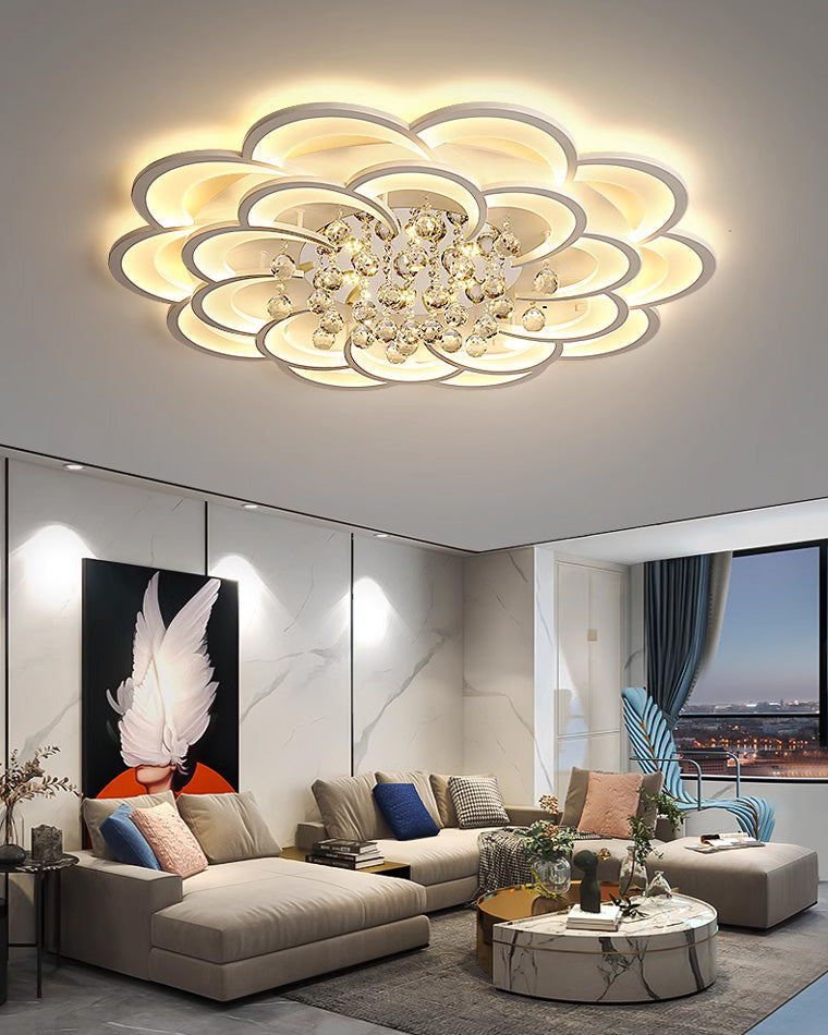 Ceiling Light Crystal Dimmable 26W 20.5 in Living Room Bedroom Ambient Lighting Decorative Modern Fixture | Thomler