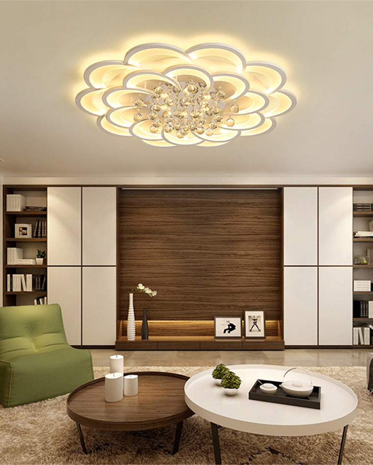 Ceiling Light Crystal Dimmable 26W 20.5 in Living Room Bedroom Ambient Lighting Decorative Modern Fixture | Thomler