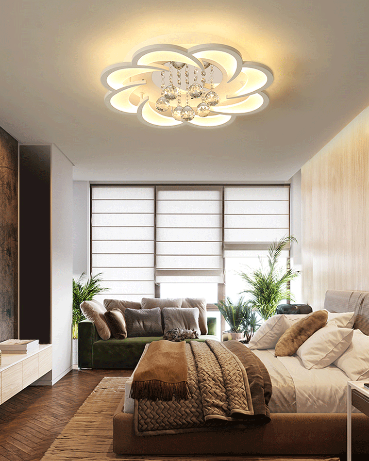 Ceiling Light Crystal Dimmable 26W 20.5 in Living Room Bedroom Ambient Lighting Decorative Modern Fixture | Thomler