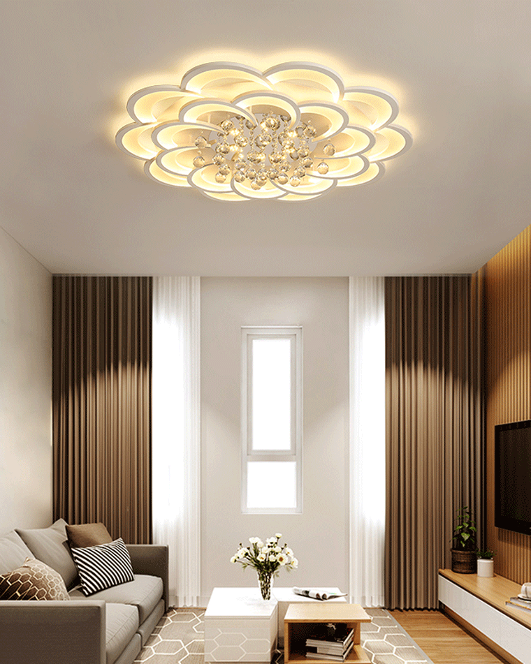 Ceiling Light Crystal Dimmable 26W 20.5 in Living Room Bedroom Ambient Lighting Decorative Modern Fixture | Thomler