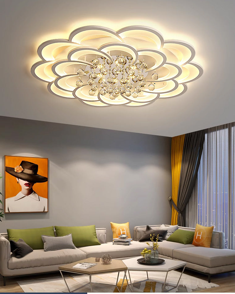 Ceiling Light Crystal Dimmable 26W 20.5 in Living Room Bedroom Ambient Lighting Decorative Modern Fixture | Thomler