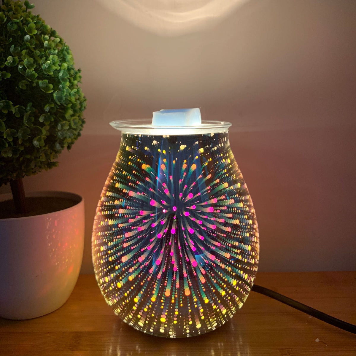 Ultrasonic Aroma Diffuser with 3D Firework Glass Design & LED Nightlight for Bedroom, Office, Nursery | Thomler