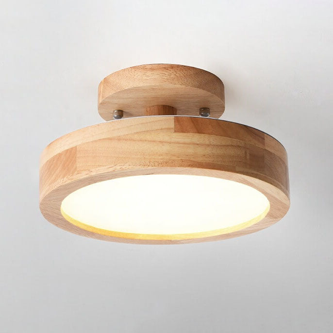Semi-Flush LED Ceiling Light with Adjustable Color Temperature – Wood & Acrylic Design for Bedroom, Living Room & Hallway | Thomler