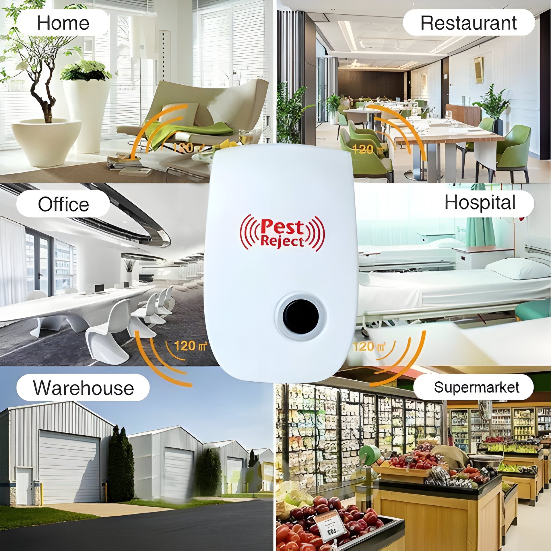 Electronic Pest Deterrent Device High-Frequency Sound Rodent Control System Indoor Outdoor Squirrel Mice Bat Roach Spider Mosquito Preventio | Thomler