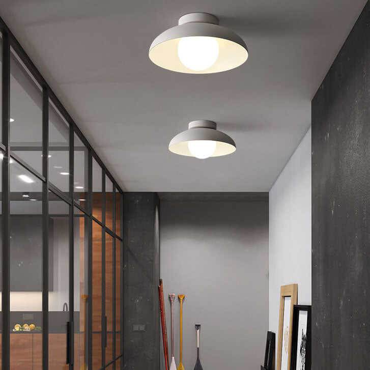 Single-Bulb Ceiling Light with Iron Frame and Glass Shade for Bedroom, Hallway, or Entryway | Thomler