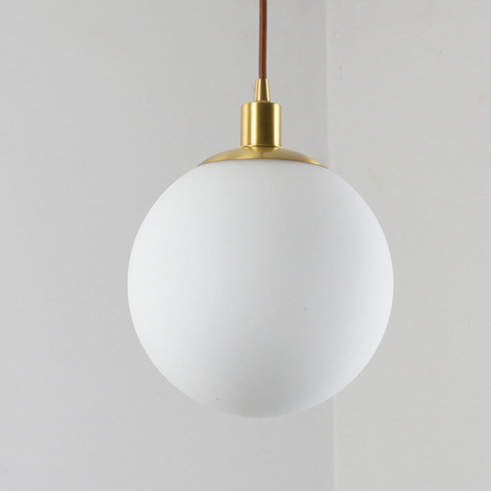 Pendant Light Glass 9.8 in Adjustable White Gold Hallway Living Room Bedroom Lighting Fixture Modern Hanging Lamp | Thomler
