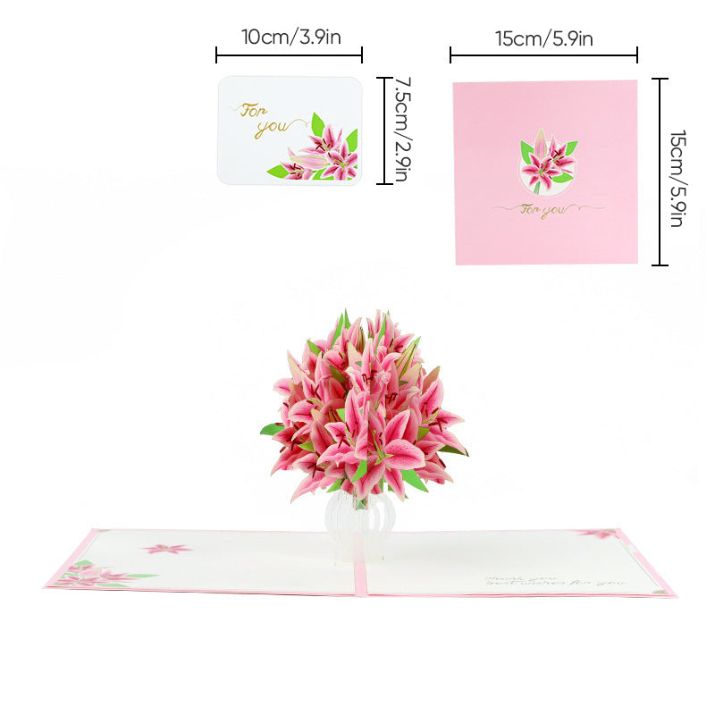 Popup Flower Greeting Card with 3D Laser-Cut Design for Mom, Grandma & Special Occasions | Thomler