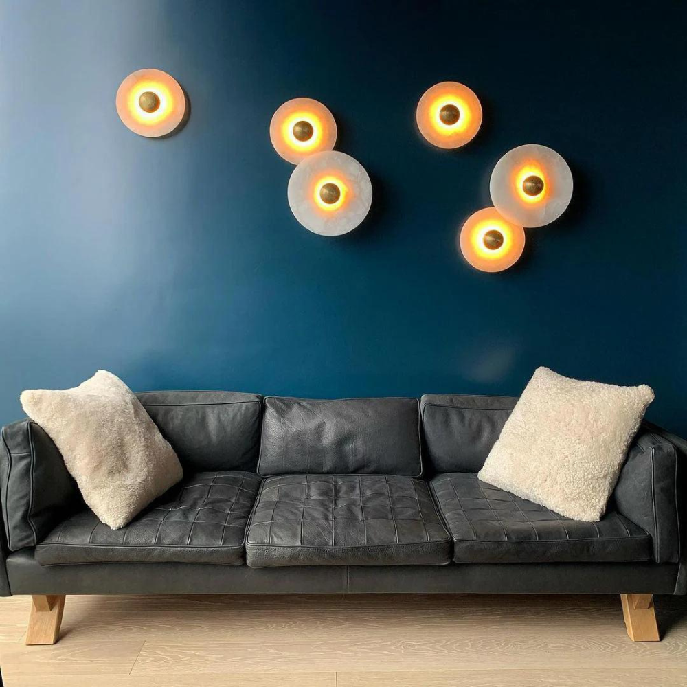 Wall Lamp Alabaster 7.9–13.8 In Round LED Bedroom Hallway Modern Minimalist Sconce Lighting Fixture | Thomler