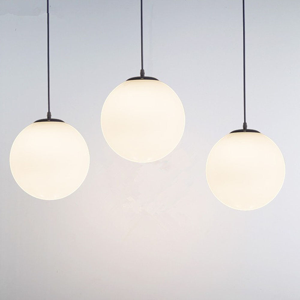 Pendant Light Glass Sphere 25.0 cm White Dining Kitchen Living Room Hanging Lamp | Thomler