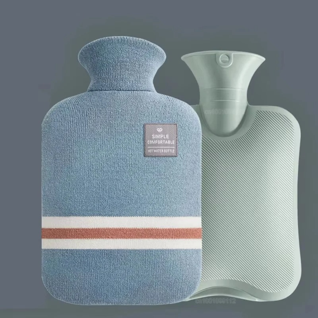 Hot Water Bottle with Knit Cover – 34 fl oz Cozy Heat Therapy for Winter Warmth, Cramps & Muscle Relief | Thomler