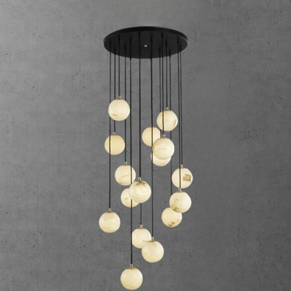 Spiral Globe Chandelier for Staircases and Foyers – Adjustable Drop with 3 to 18 Lights | Thomler