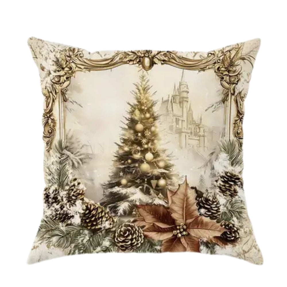 Holiday Throw Pillow Covers Set | Festive Velvet Decorative Cases with Santa, Reindeer & Tree Designs | 18x18 Inch Soft Zippered Cushion | Thomler
