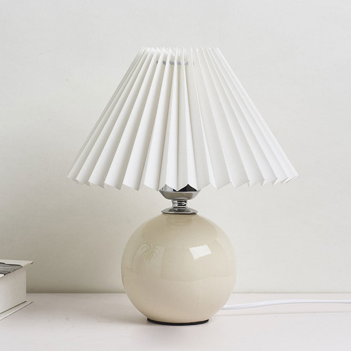 Ceramic Table Lamp with Fabric Shade – Modern Accent Lighting for Bedroom, Living Room & Home Office | Thomler