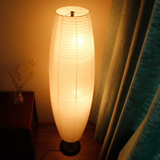 Floor Lamp Paper Shade 53.9 in Two Light White Black Bedroom Living Room Modern Standing Lighting | Thomler