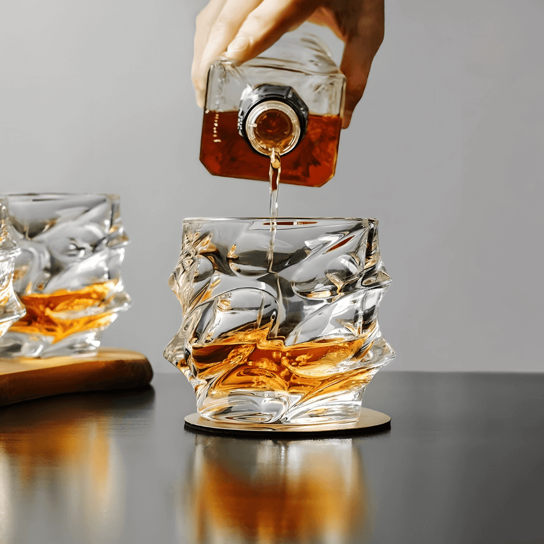 Textured Crystal Whiskey Tumbler Set – Premium Handmade Glassware for Bourbon & Scotch | Thomler